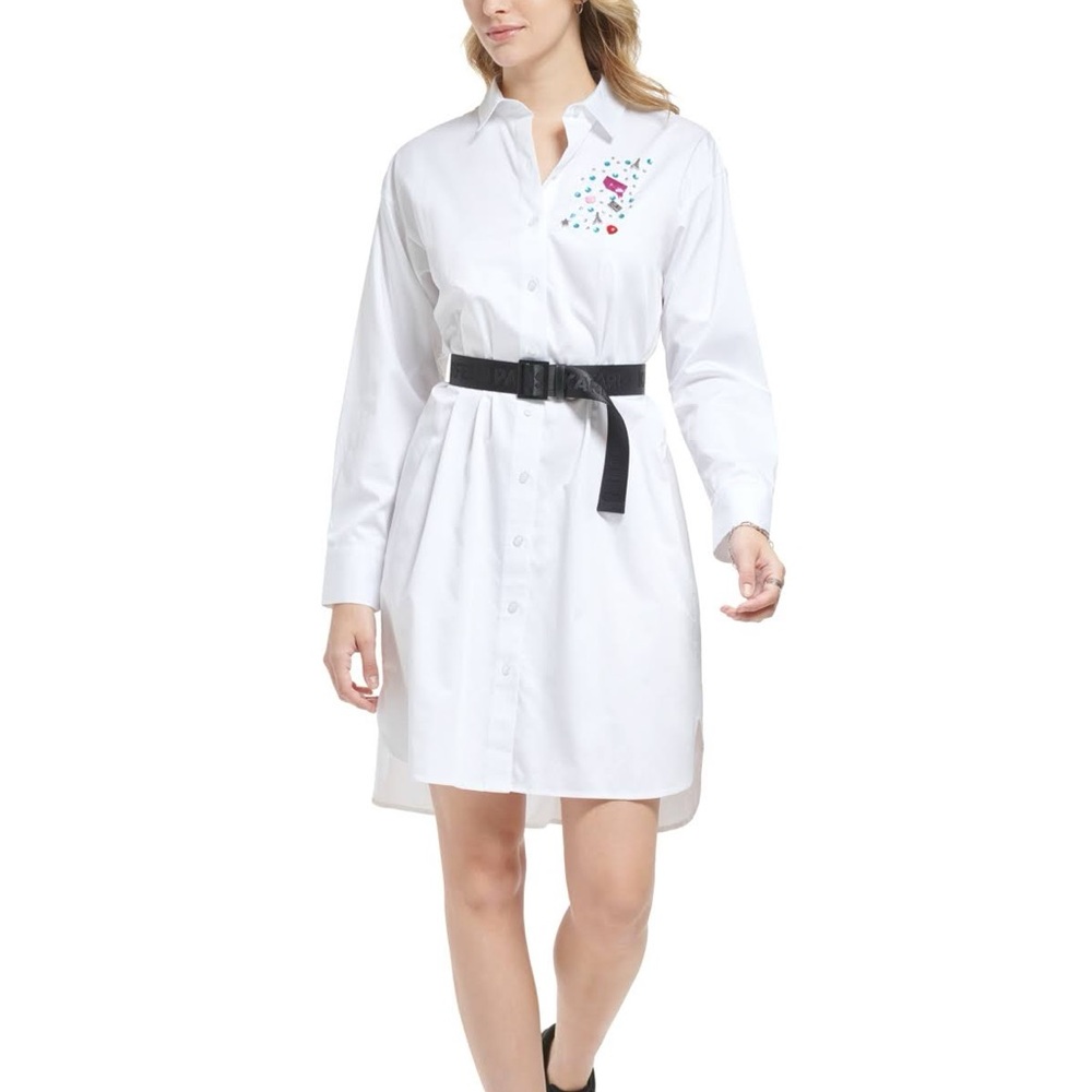 Karl Lagerfeld Paris Women's Cotton Poplin Shirtdress